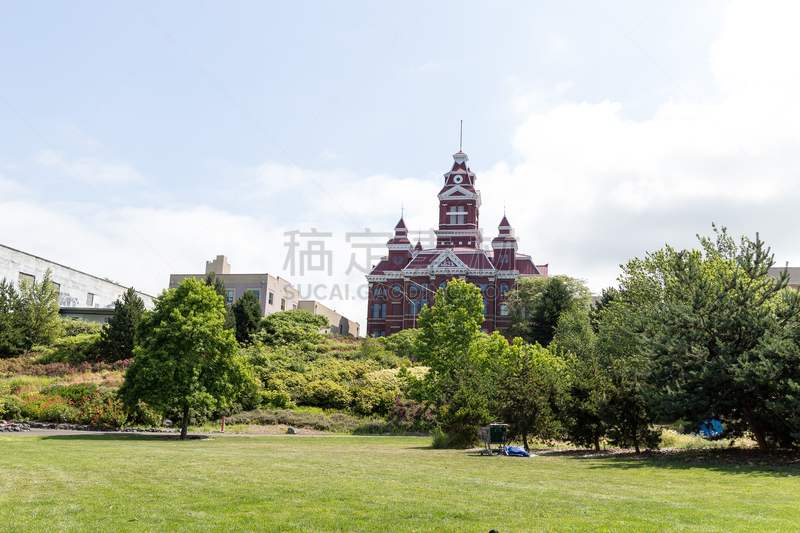 从上面看过去,巨大的,建筑外部,贝林汉,水平画幅,山,建筑,无人,城市天际线