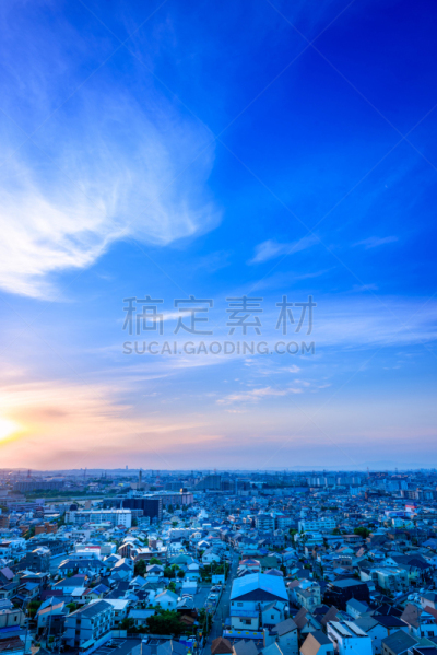 日本,都市风光,宝冢市,兵库县,地平面,日落时分,大阪市,近畿区域,城镇,居住区