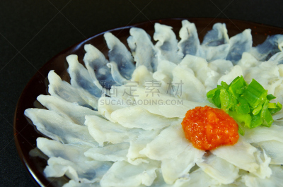 河豚,生鱼片,水平画幅,日本料理,无人,成分,海产,鱼类,摄影