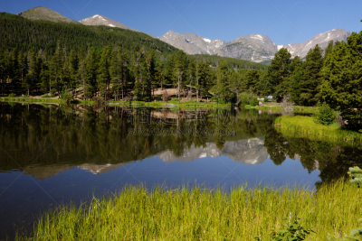山,斯普拉格湖,水,天空,洛矶山脉,国家公园,水平画幅,云,雪,无人