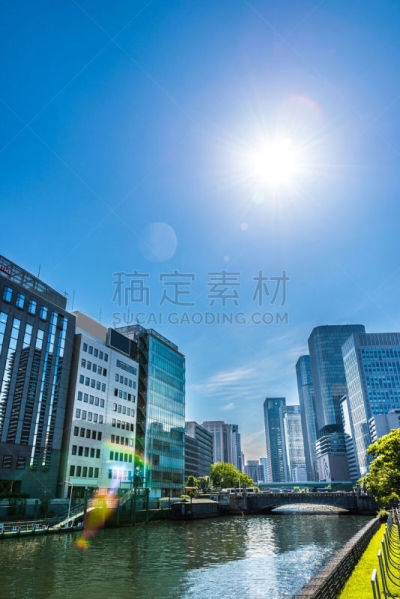 日本,都市风光,大阪商业园,中之岛,大阪府,中央区,垂直画幅,办公室,天空,美