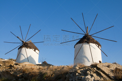 ios,现代风车,留白,水平画幅,建筑,茅屋屋顶,无人,蓝色,古典式,建筑结构