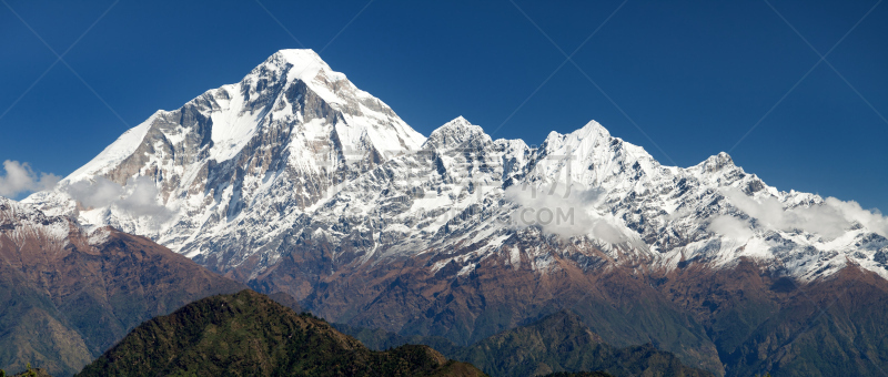 道拉吉利峰,看风景,山口,天空,水平画幅,山,雪,无人,喜马拉雅山脉,在边上