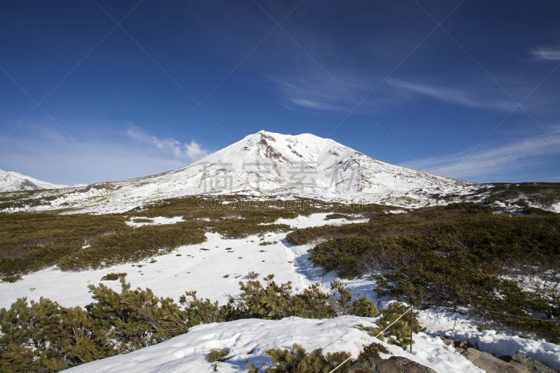 山,水平画幅,雪,无人,旭岳火山,夏天,户外,硫磺,高处,运动