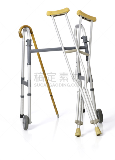 拐杖,手杖,白色背景,流动的行人,棍,可调,身体受伤,车轮,银色,装管