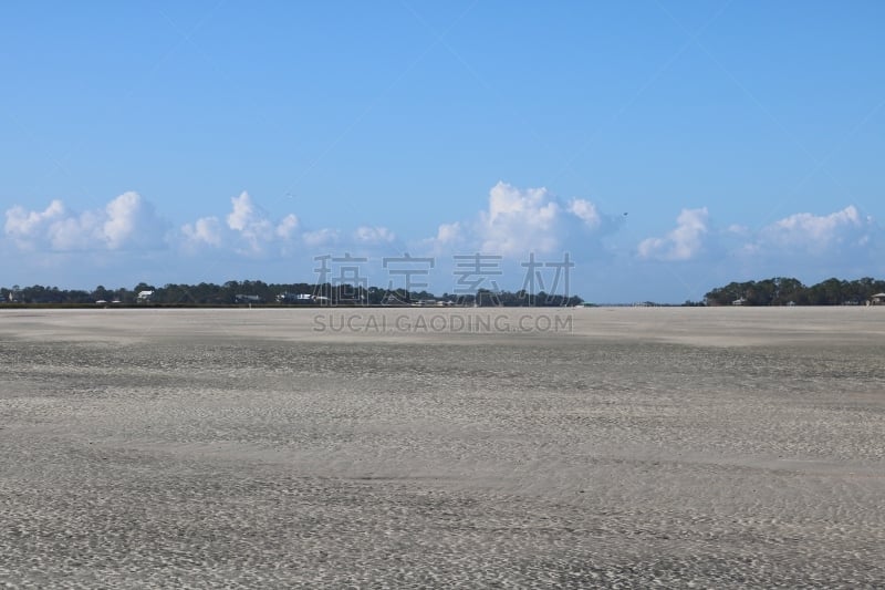 海滩,太壁岛,天空,水平画幅,沙子,无人,户外,乔治亚州,岛,白昼