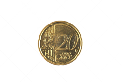 白色背景,20欧元分币,黄金,分离着色,罗马,商务,比利时,波兰,法国,策略