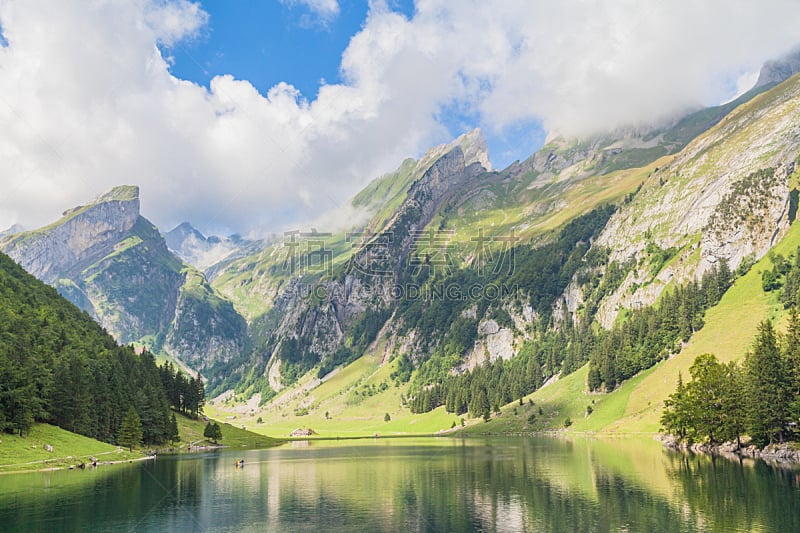 湖,风,水平画幅,桑蒂斯,无人,夏天,户外,图像,瑞士阿尔卑斯山,山