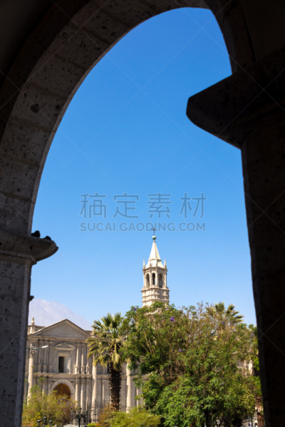 拱门,垂直画幅,天空,阿雷基帕地区,无人,大门,石材,殖民地式