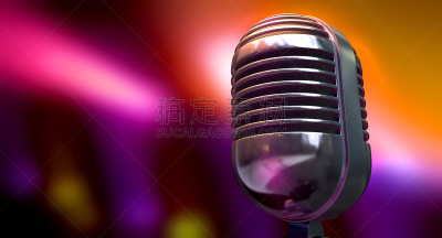 麦克风,彩色背景,爵士乐,声波,粉色,传声器架,紫色,铬合金,塑胶,复古