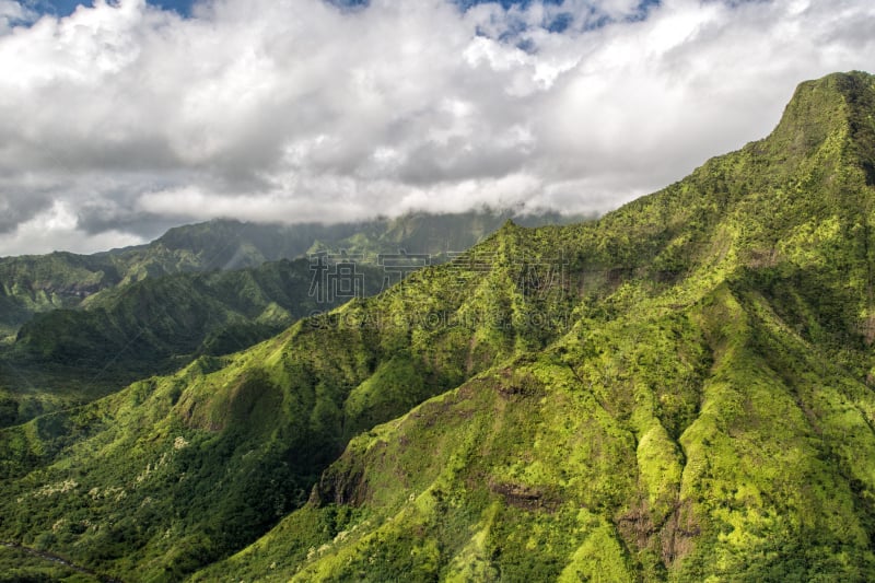 考艾岛,电影制片厂,绿山国家森林公园,航拍视角,侏罗纪公园,纳帕里海岸州立公园,水平画幅,无人,夏天,户外