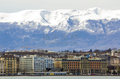 日内瓦,湖,建筑外部,瑞士,太阳,白昼,雪,中心