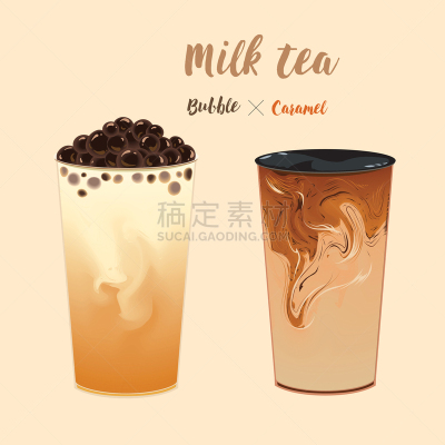 饮料,茶,珍珠粉圆,可爱的,牛奶,绘画插图,泡泡,矢量,图像特效,混合