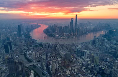 外滩,天空,未来,水平画幅,高视角,无人,黄浦江,户外,云景,非凡的