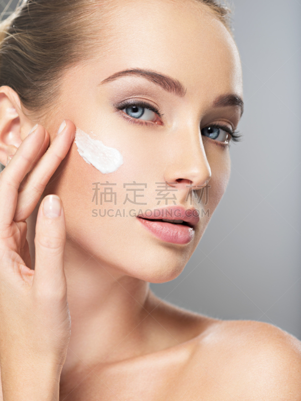 女人,人的脸部,概念,米色,脸颊,可爱的,健康保健,清新,背景分离,肖像