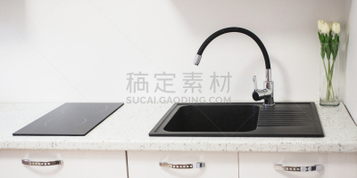 华贵,炊具,水槽,现代,住宅内部,厨房,新的,白色,公寓,火炉