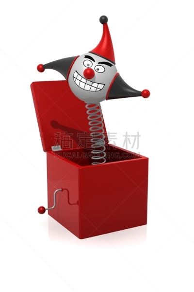 奇异小人玩具盒,黑色,放气的,正下方视角,玩具,商务,拟人笑脸,发条玩具,刺激,行动