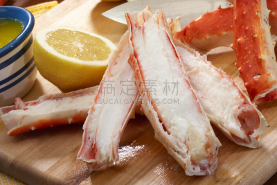 蟹腿,案板,柠檬,煮食,份量,彩色图片,海产,自助餐,饮食,美味