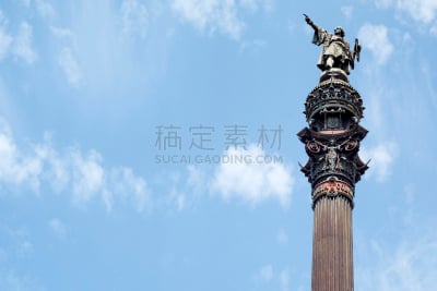 巴塞罗那,西班牙,空的,兰布拉大道,著名景点,户外,天空,旅行者,雕塑