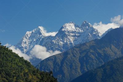 丹母瑟库峰,陆克拉,南奇集市,雪崩,坤布,天空,美,水平画幅,墙,雪