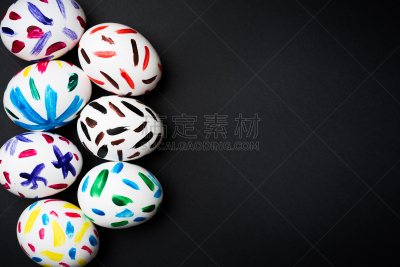 复活节彩蛋,黑色背景,小兔子,复活节,艺术,水平画幅,无人,传统,符号,兔子