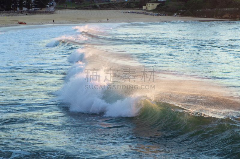 波浪,潮汐,小的,自然,水,天空,美,coogee,水平画幅,地形
