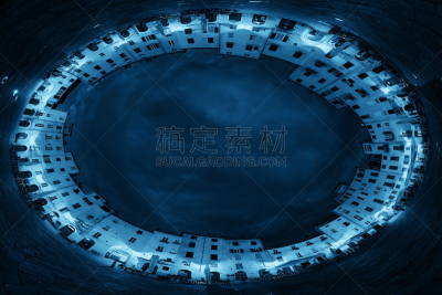 全景,圆柱全景,欧弗,广场,圆形剧场,艺术,水平画幅,夜晚,无人,古老的