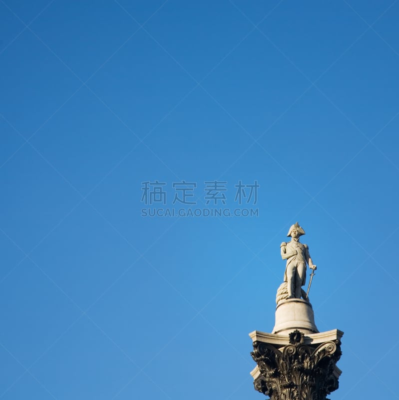 纳尔逊纪念柱,特拉法加广场,垂直画幅,纪念碑,留白,无人,英格兰,户外,国际著名景点,彩色图片