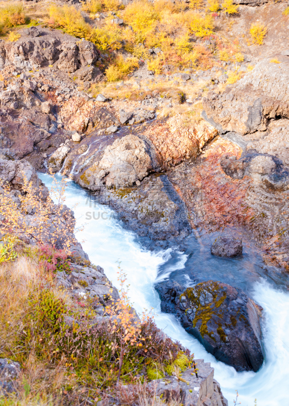 瀑布,hraunfossar,冰岛国,自然,垂直画幅,熔岩,冰河,地质学,蓝色,火山地形