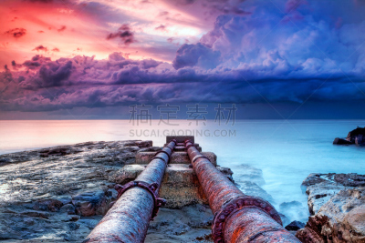 管道,海洋,禁止跳水标志,伍伦贡,暴风雨,休闲活动,水平画幅,沙子,夜晚,无人