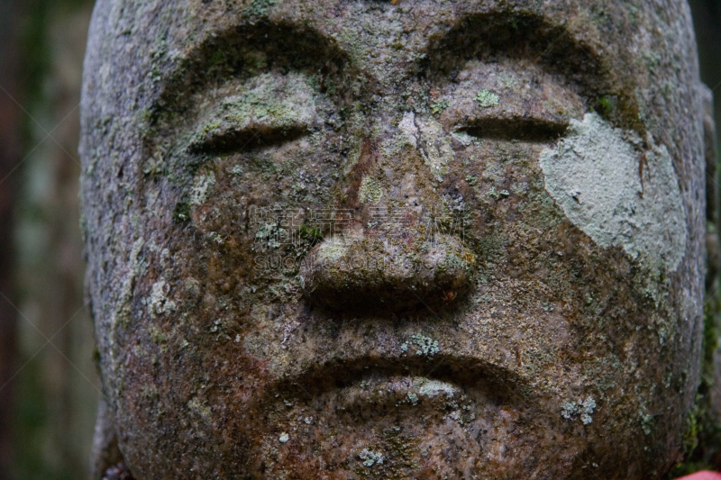 人的脸部,墓地,雕塑,古屋的内在神社,高野山,水平画幅,无人,日本,石材,人的眼睛