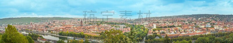 Panorama view to the city of Würzburg, Franconia, Bavaria, Germany