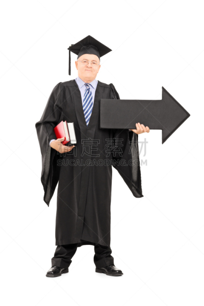 讲师,箭头符号,男性,大学,拿着,黑色,巨大的,垂直画幅,制服,仅男人