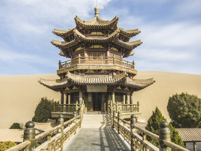 敦煌,亭台楼阁,中国,甘肃省,干旱地带,干旱,西北,原野,沙丘,意外与灾害