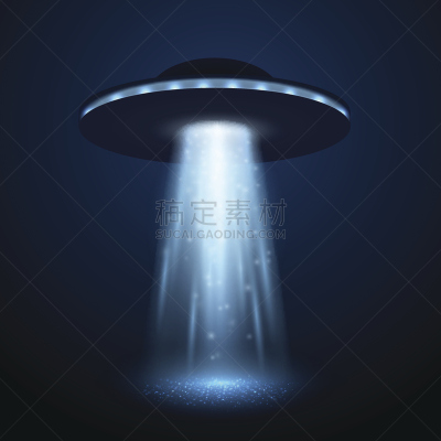 不明飞行物,矢量,太空船,蓝色背景,光束,分离着色,技术,图像,无人,外星人