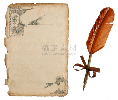 古董,墨水笔,纸,床单,装饰品,贺卡,留白,水平画幅,无人,古老的