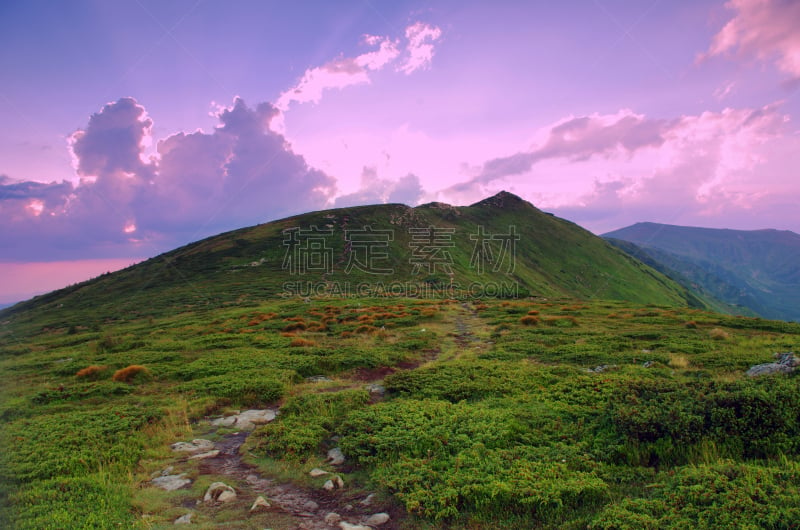 山,卡帕锡安山脉,黄昏,高原,乌克兰,地形,特伦钦,水平画幅,无人,夏天