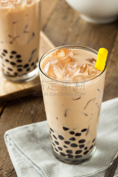 珍珠奶茶,自制的,木薯布丁,牛奶瓶,垂直画幅,寒冷,无人,饮料,吸管,摄影
