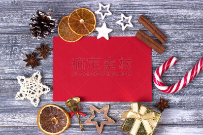 贺卡,肉桂,橙色,木制,红色,星茴芹,灰色,背景,甘蔗糖