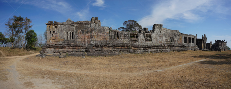 柬埔寨,宫殿,柏威夏寺,数字3,全景,图像,天空,水平画幅,石材,蓝色