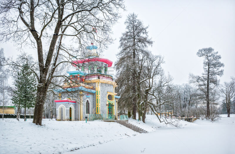 藤架,时尚,凉棚,普希金镇,冬天,图像,雪,池塘,著名景点,台阶