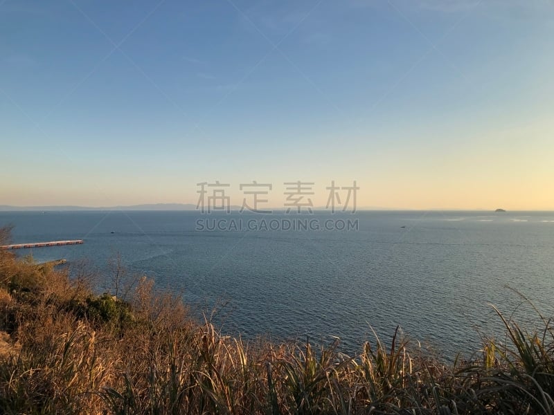 黄昏,海洋,日本,陆地,小的,围墙,高大的,红松,姬路,电线杆