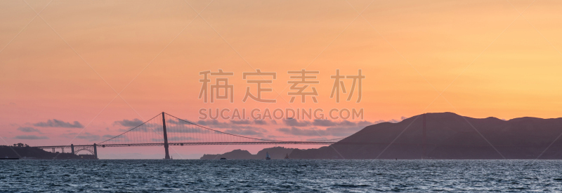 全景,山,马林县,金银岛,收费所,湾区,电缆,水,天空