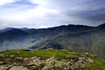 兰带尔,山谷,哈里森思迪科山,英格兰湖区,坎布里亚,水,国家公园,水平画幅,山,无人