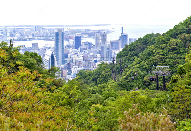 神户,大阪府,都市风景,城市天际线,日本,岛,机场,海港,山,海湾