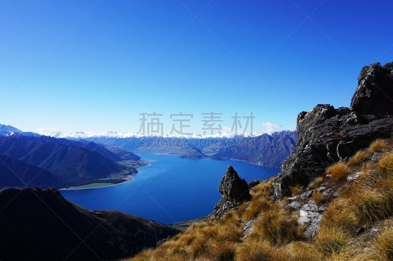 瓦纳卡,新西兰,咽喉,徒步旅行,雪山,草,植物,河流,户外,高处