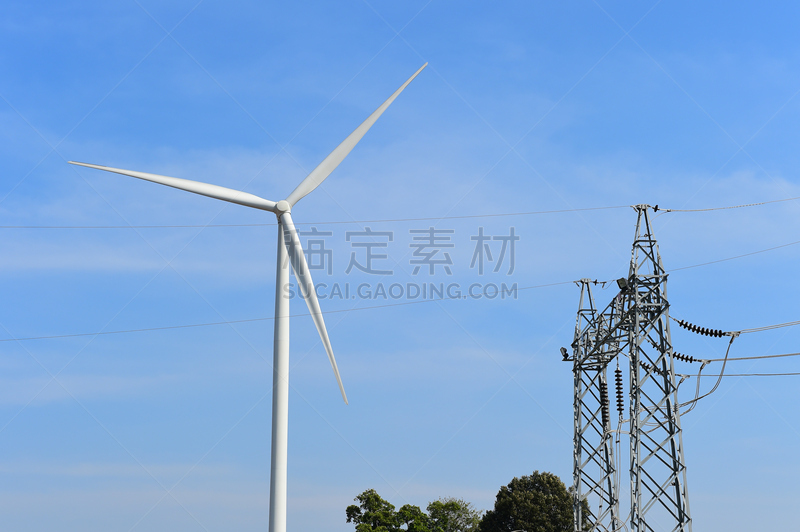天空,蓝色,风轮机,云,背景,风,水平画幅,风力,能源,涡轮