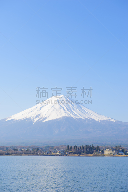 富士山,自然美,河口湖,垂直画幅,水,天空,里山,雪,无人,火山地形