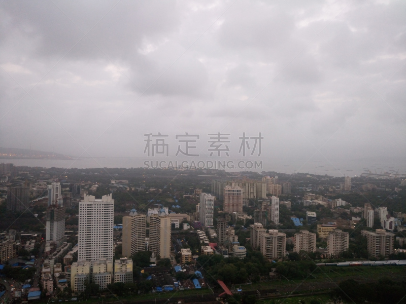 天空,都市风景,贫民窟,孟买,马哈拉施特拉邦,新的,高视角,夏天,现代,著名景点