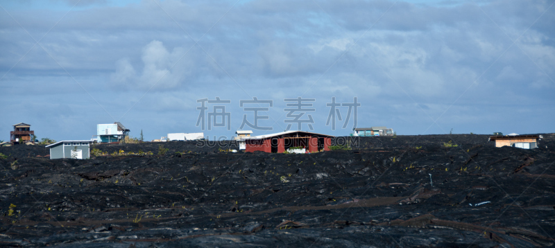 熔岩,卡拉帕那,房屋,水平画幅,无人,全景,太平洋岛屿,巨大的,户外,干的